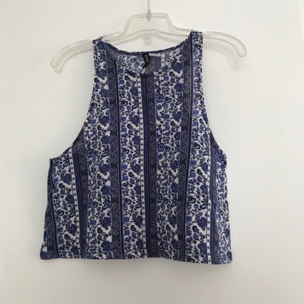 H&M Blue Patterned Tank Top